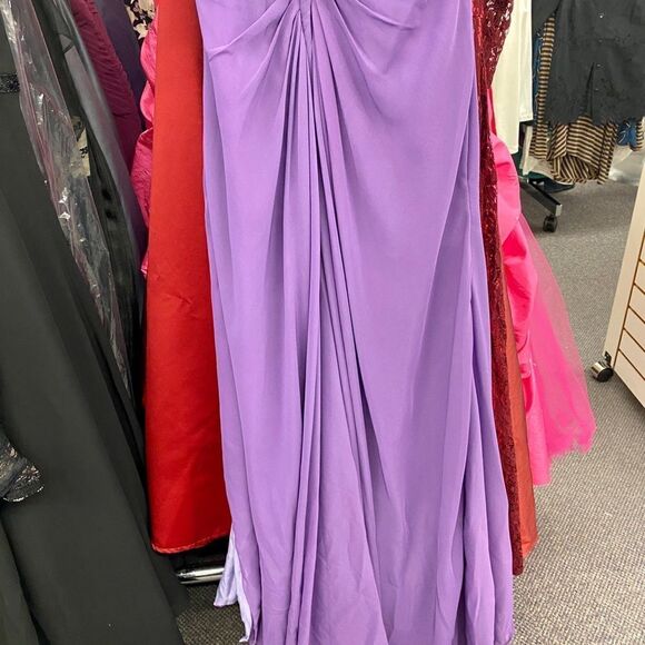 Purple Sz. 8 One Shoulder Beaded Long Dress - Picture 11 of 12